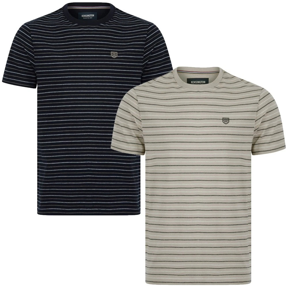 Men's Cotton Pique T-Shirt Striped Crew Neck Short Sleeve Summer Casual Tee Top