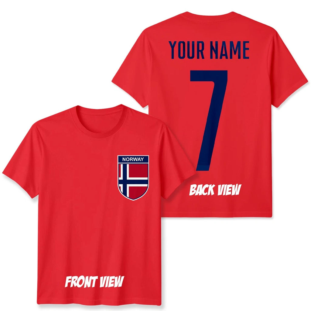 Personalised Norway Football Unisex Kids T-Shirt Name Number Tee #WC