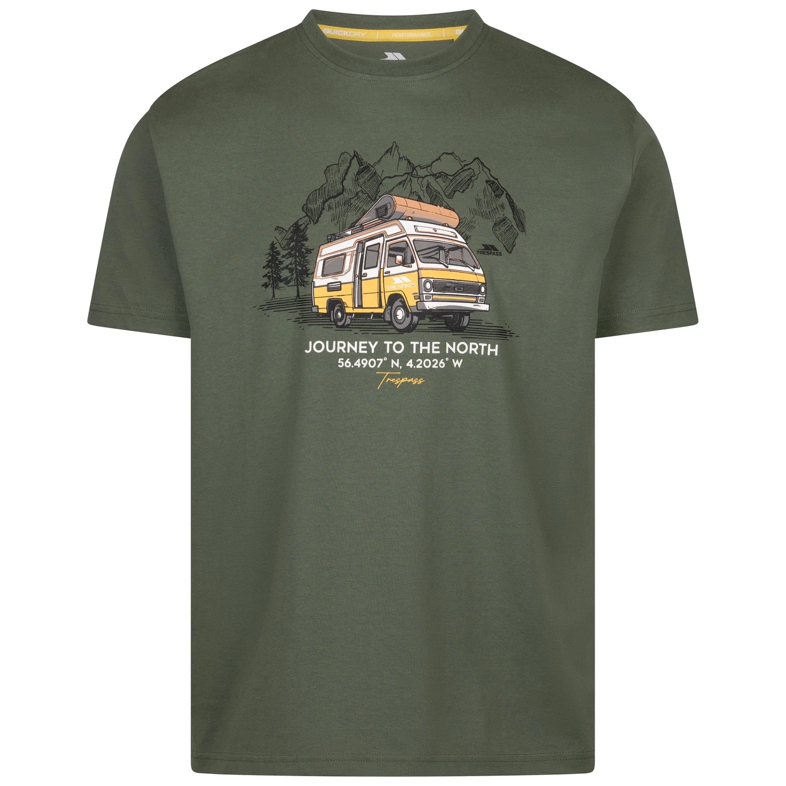 Trespass Mens Casual T-Shirt Campervan Print Short Sleeve Quick Dry Tee Tokso