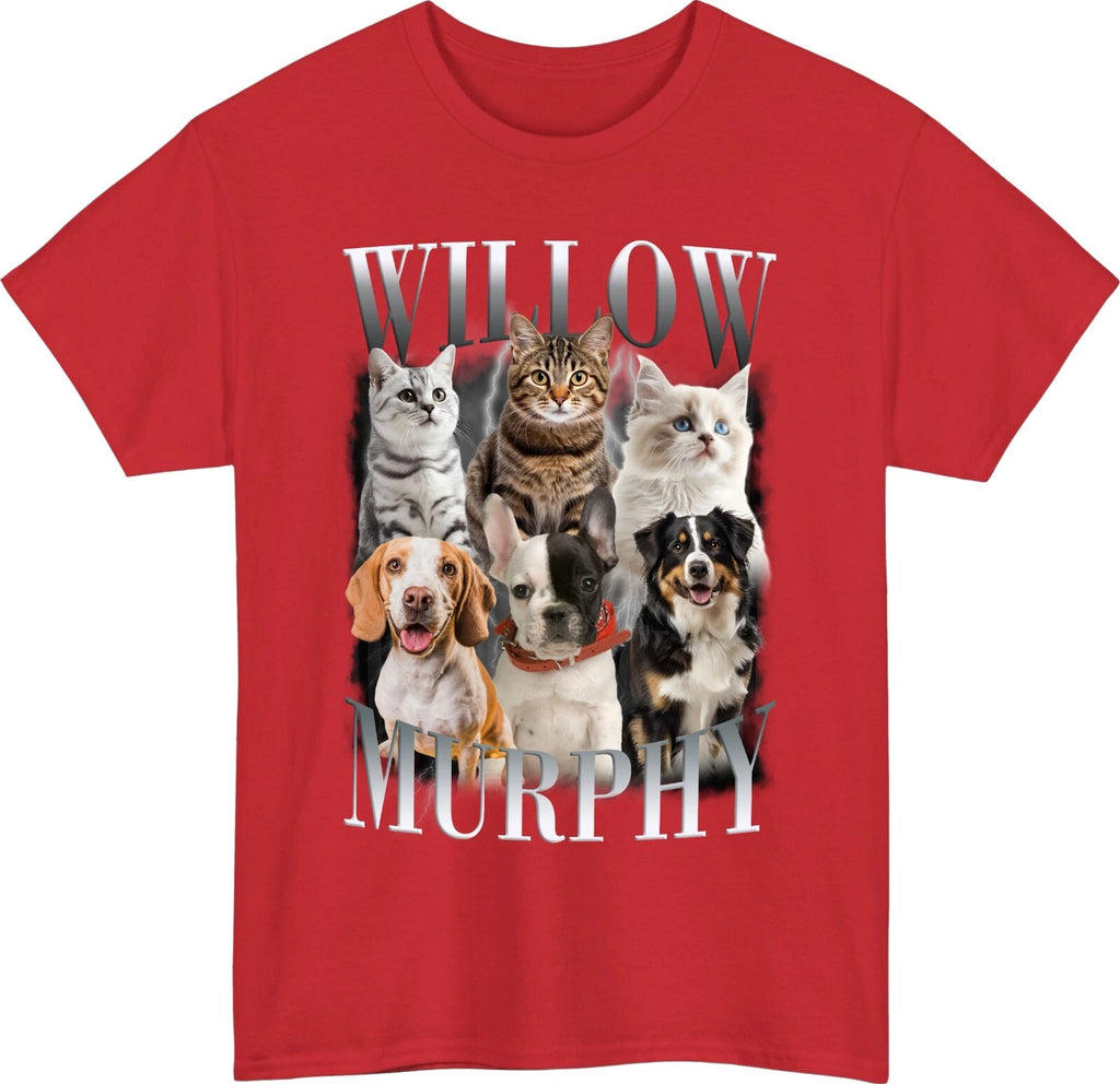 Personalised Pet Photo Bootleg T-Shirt Custom Dog Cat Name Christmas Gift Top