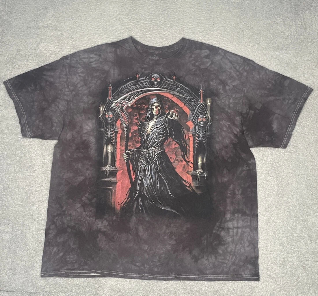 The Mountain Skeleton T-shirt Mens 2XL Reaper Cyber Grunge Skater Y2K Faded Gray