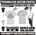 Personalised Custom Printed Classic V Neck T-shirt Your Text Logo Unisex UC317
