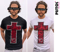 Pistol Boutique Men's Crew Neck ROSE FLOWERS SKETCH CROSS BORN TO LIVE T-shirt