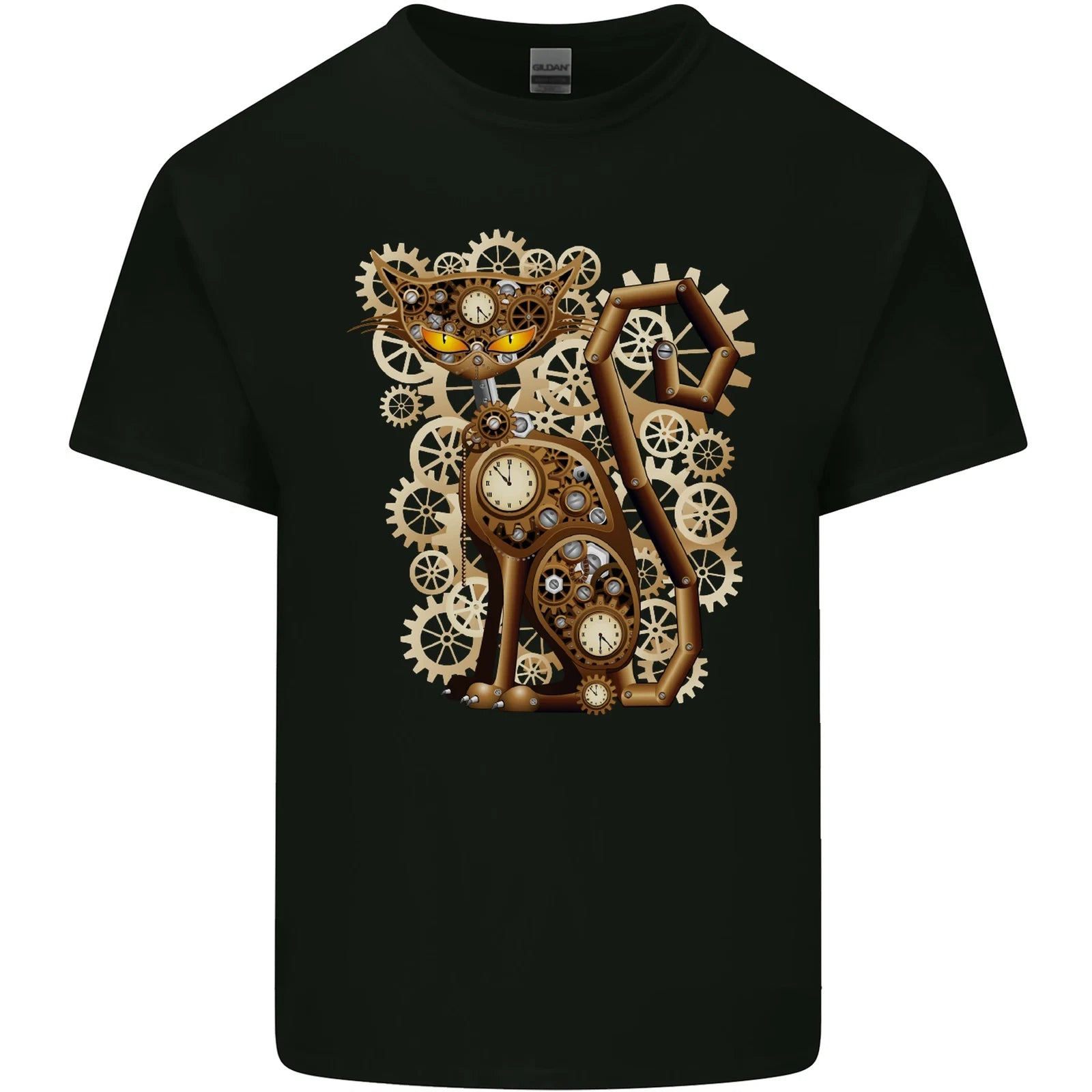 Steampunk Cat Mens Cotton T-Shirt Tee Top