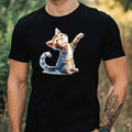 Mens Yoga Cat Print Cotton T-Shirt Size XS to 5XL