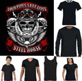 LOUD PIPES SAVES LIVES T-Shirt  Mens Biker Motorbike Motorcycle Steel Horses Top