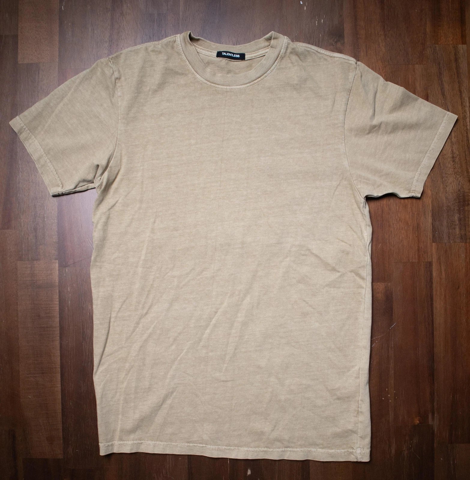 Talentless Shirt Mens Small Beige Crewneck Short Sleeve Casual Cotton Tee Basic