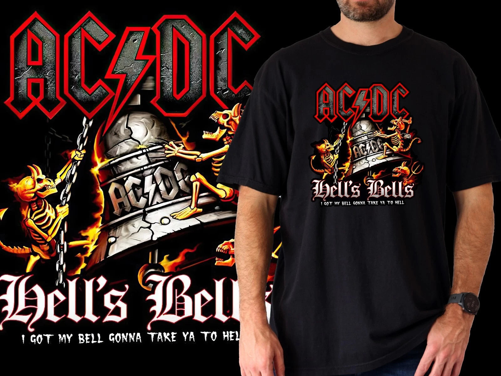 Hell's Bells - unisex Black T-Shirt cotton - short sleeve - Hard rock