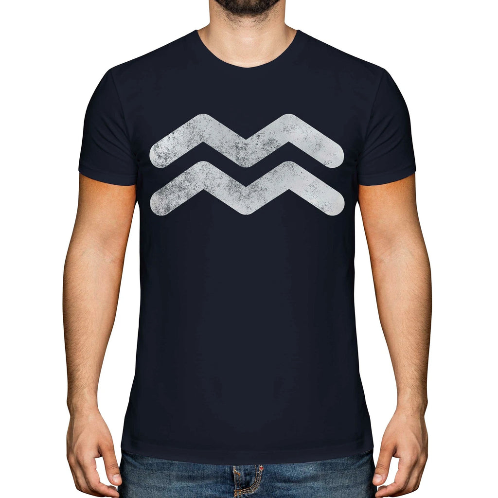 AQUARIUS ZODIAC SIGN DISTRESSED PRINT MENS T-SHIRT VINTAGE STYLE DESIGN TOP GIFT