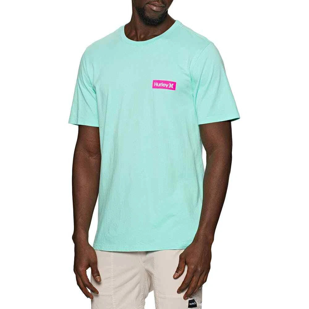Hurley Everyday Washed Blue and Pink Tropical Twist Crew T-Shirt Mens Large NEW
