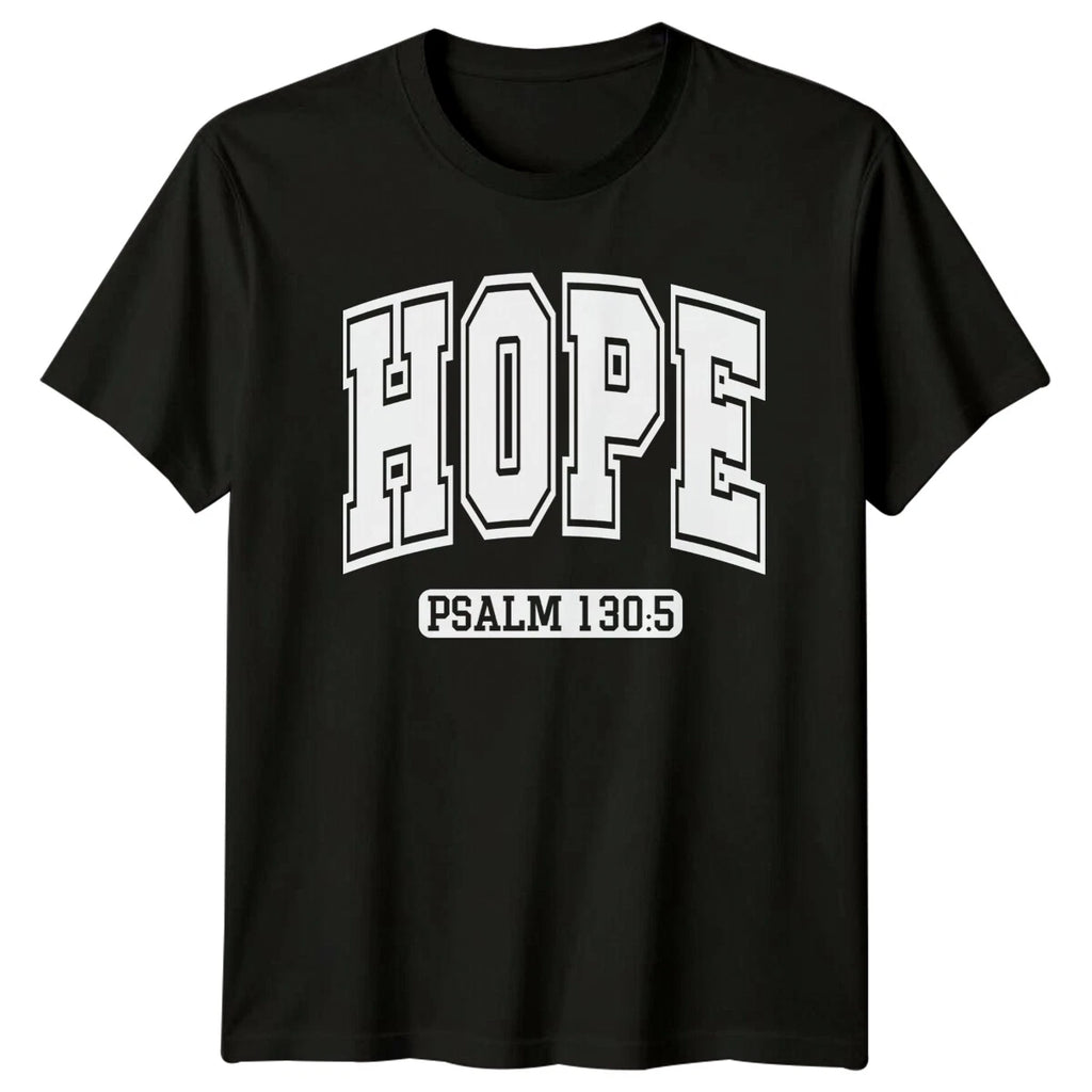 Hope Psalm 130:5 Christian Faith Graphic Varsity Style T-Shirt