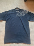 Island Tat Shirt Mens Large Blue Crew Neck Short Sleeve Graphic Hawaiian Stretch