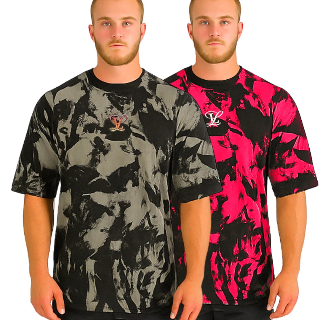 Mens 100% Cotton Tshirt Oversized Women Gym Shirts  Acid Washed Tie Dye Tee Tops