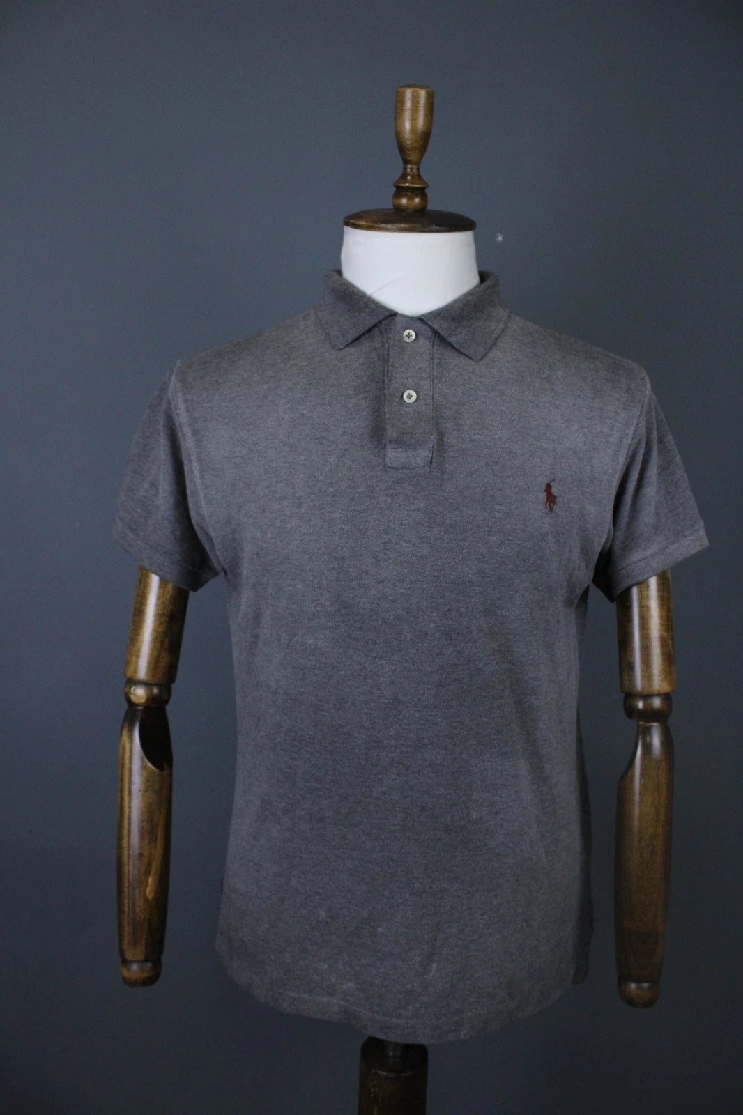 Polo Ralph Lauren Custom Fit Grey Solid Cotton Short Sleeve Polo Shirt Size L