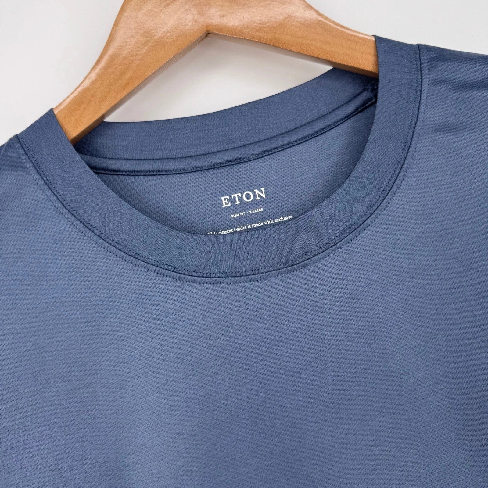Eton Filo Di Scozia T-Shirt Mens XL Blue Slim Fit Cotton Luxury Minimalist Basic