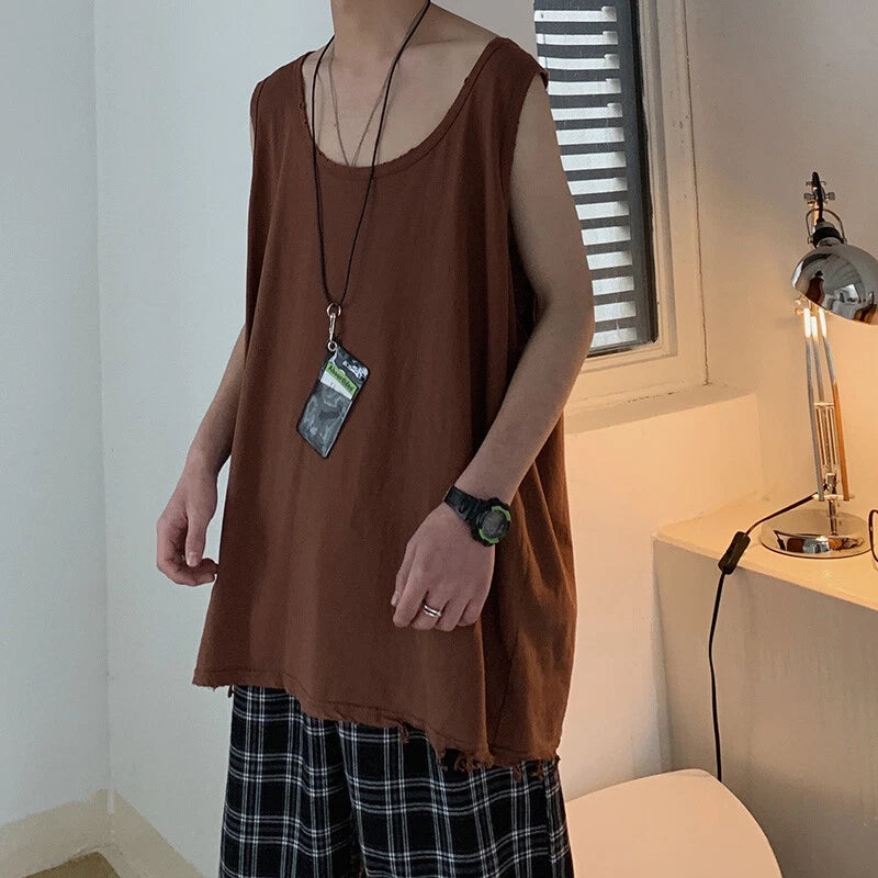 Men Sleeveless Tank Top Loose T-shirt Casual Baggy tank top Summer Vest t shirt