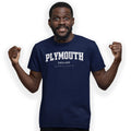 Plymouth Varsity Style Print With Coordinates Hand Printed T-Shirt Size S - 5XL