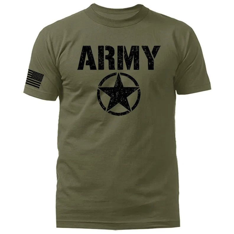 Army Military Patriotic US Flag Veteran Graphic T-shirt