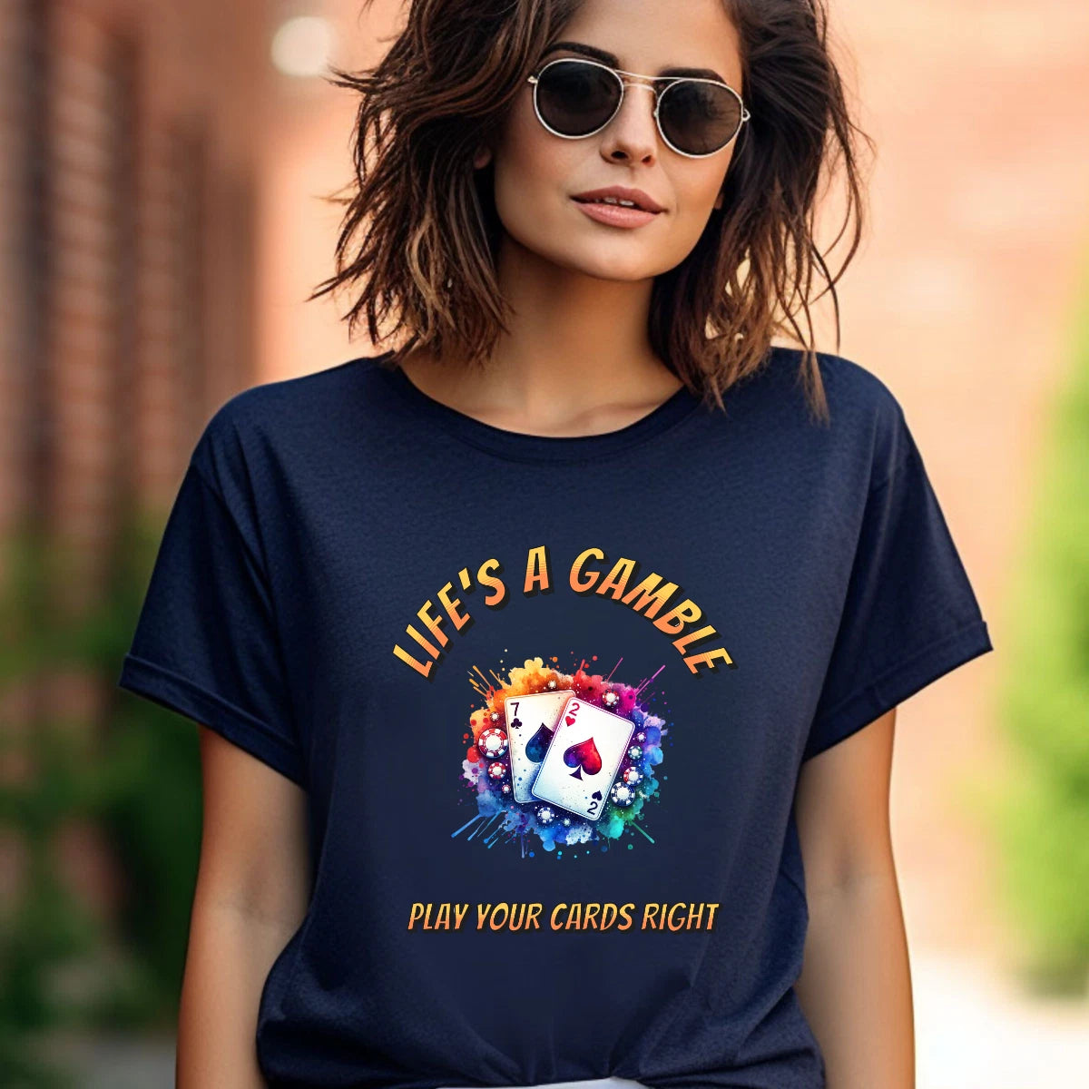 Life's a Gamble playing cards T-Shirt | Poker ace graphic tee