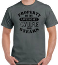 9th Wedding Anniversary T-Shirt Mens Funny Gift 9 Year Husband My Awesome Wife