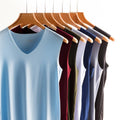 Men Ice Silk Vest Sleeveless V-Neck Tank Top Underwear Seamless T Shirt