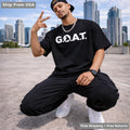 Men's Oversized G.O.A.T. Graphic Printed Oversized Cotton T-Shirt Streetwear Top