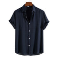 Men's Solid Shirt Casual Slim Shirts Short Sleeve Button Down Tops Blouse
