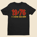 Personalised 50th Birthday in 2026 T Shirt  1976 Rock Font Name Back Print Gift