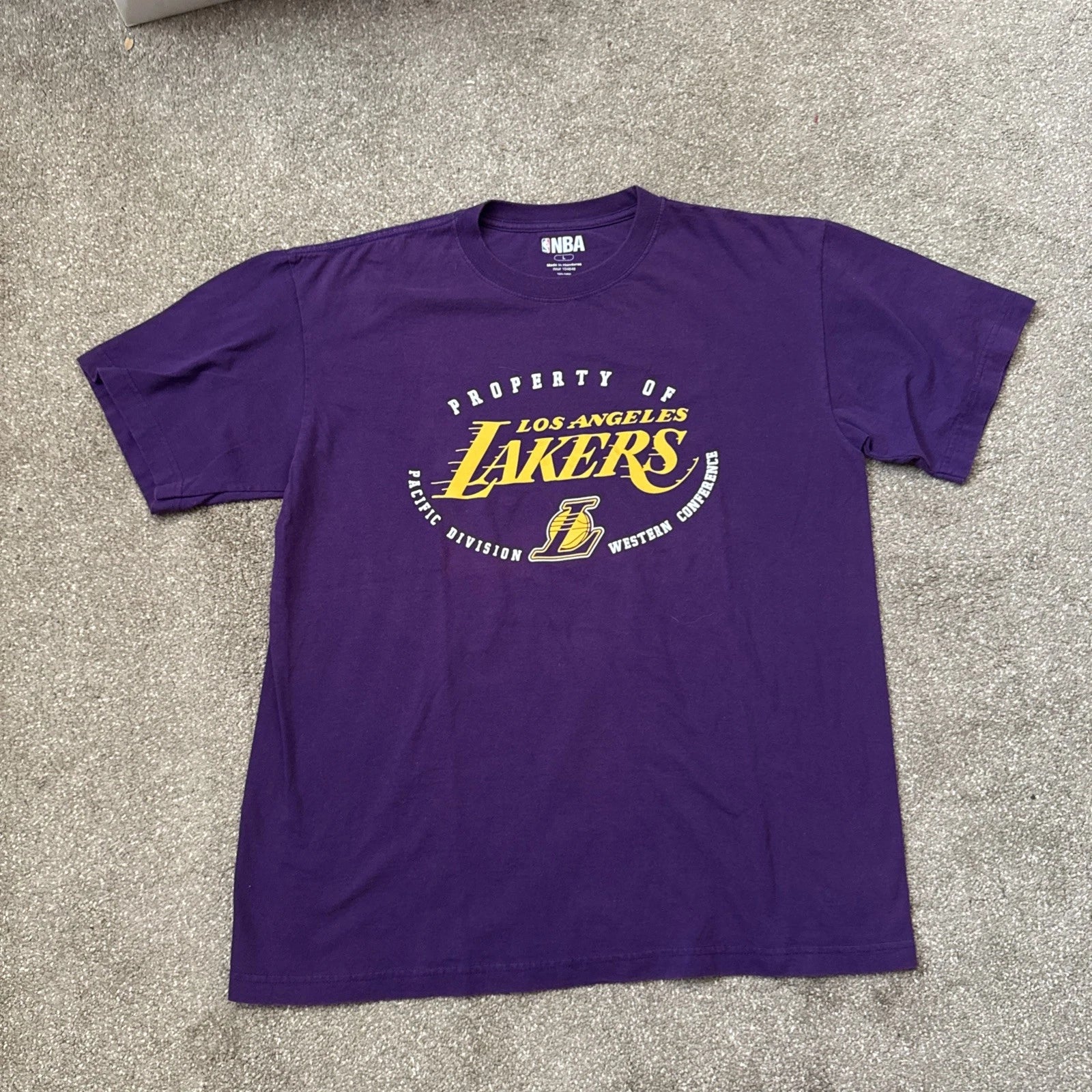 Los Angeles Lakers Shirt Mens Large Purple Graphic Crew Neck Short Sleeve NBA