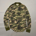 Y2K Modern Culture Camouflage Camo Waffle Knit Thermal Shirt L