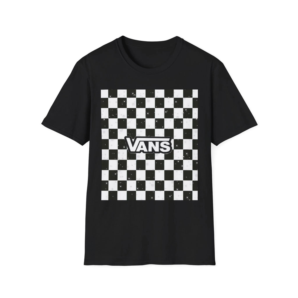 Checkerboard Vans T-Shirt | Black White Skate Logo