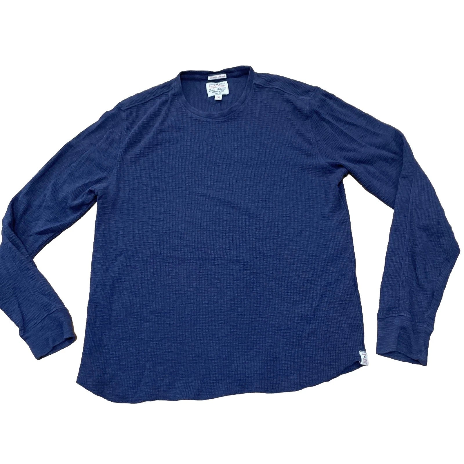 Lucky Brand Lived In Thermal Men XXL Blue Texture Knit Beach Boho Skate Surf 2XL
