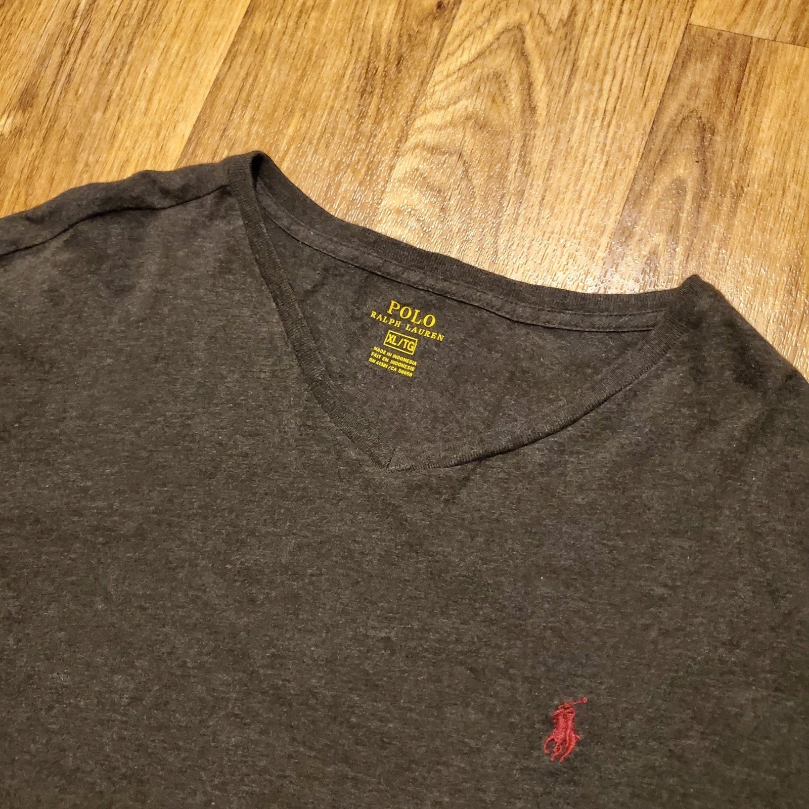 Polo Ralph Lauren Shirt Men XL Gray Long Sleeve V-Neck Casual Preppy