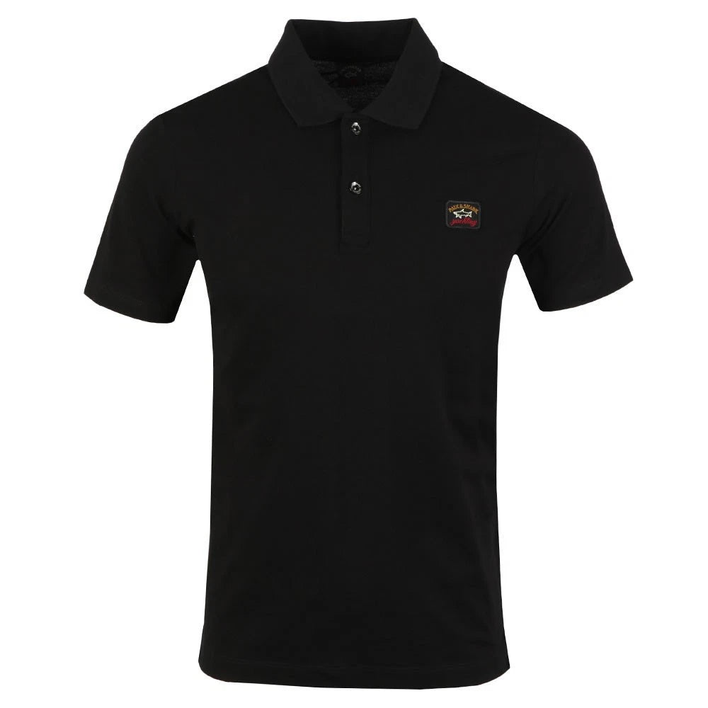Paul & Shark Men's Polo T-Shirts Cotton Pique Heritage Badge Slim Fit BLACK