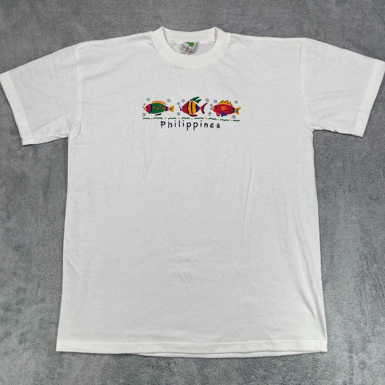 Philippines Tourist T-Shirt Mens Small White Graphic Print Fish