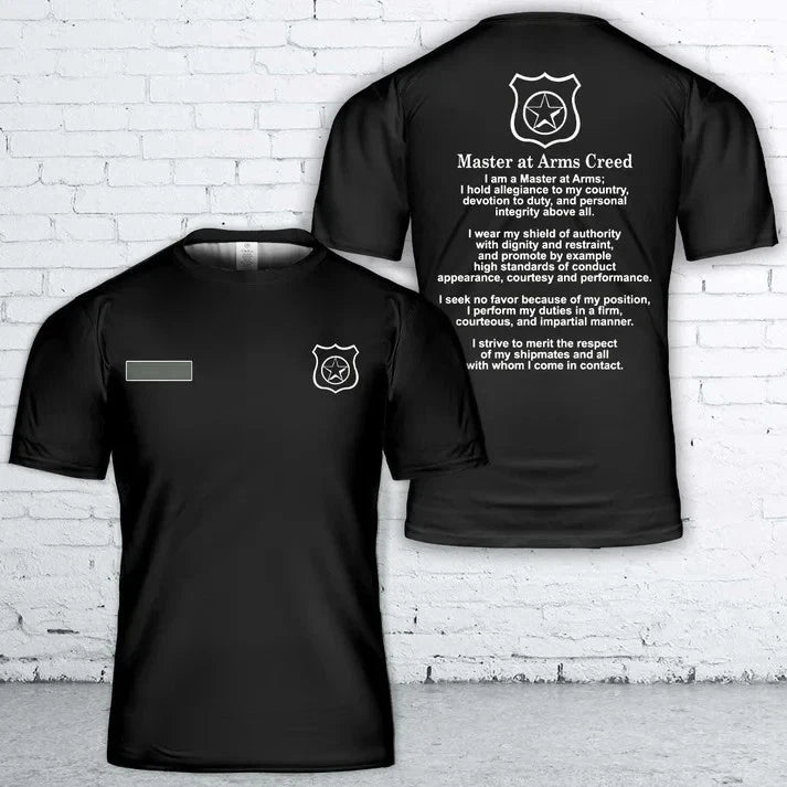 Custom Name US Navy Master-at-Arms (MA) Rating Creed T-Shirt 3D