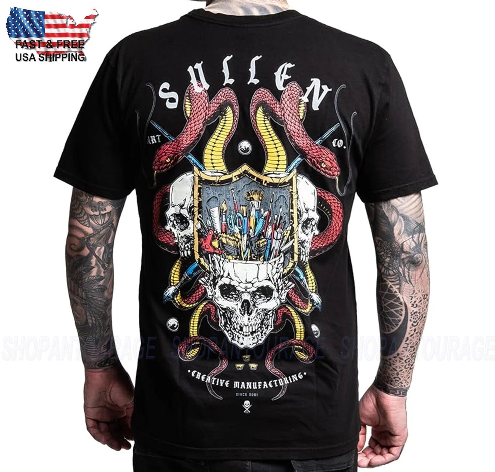 Sullen Art Collective Triple Header Premium SCM7968 Short Sleeve T-shirt For Men