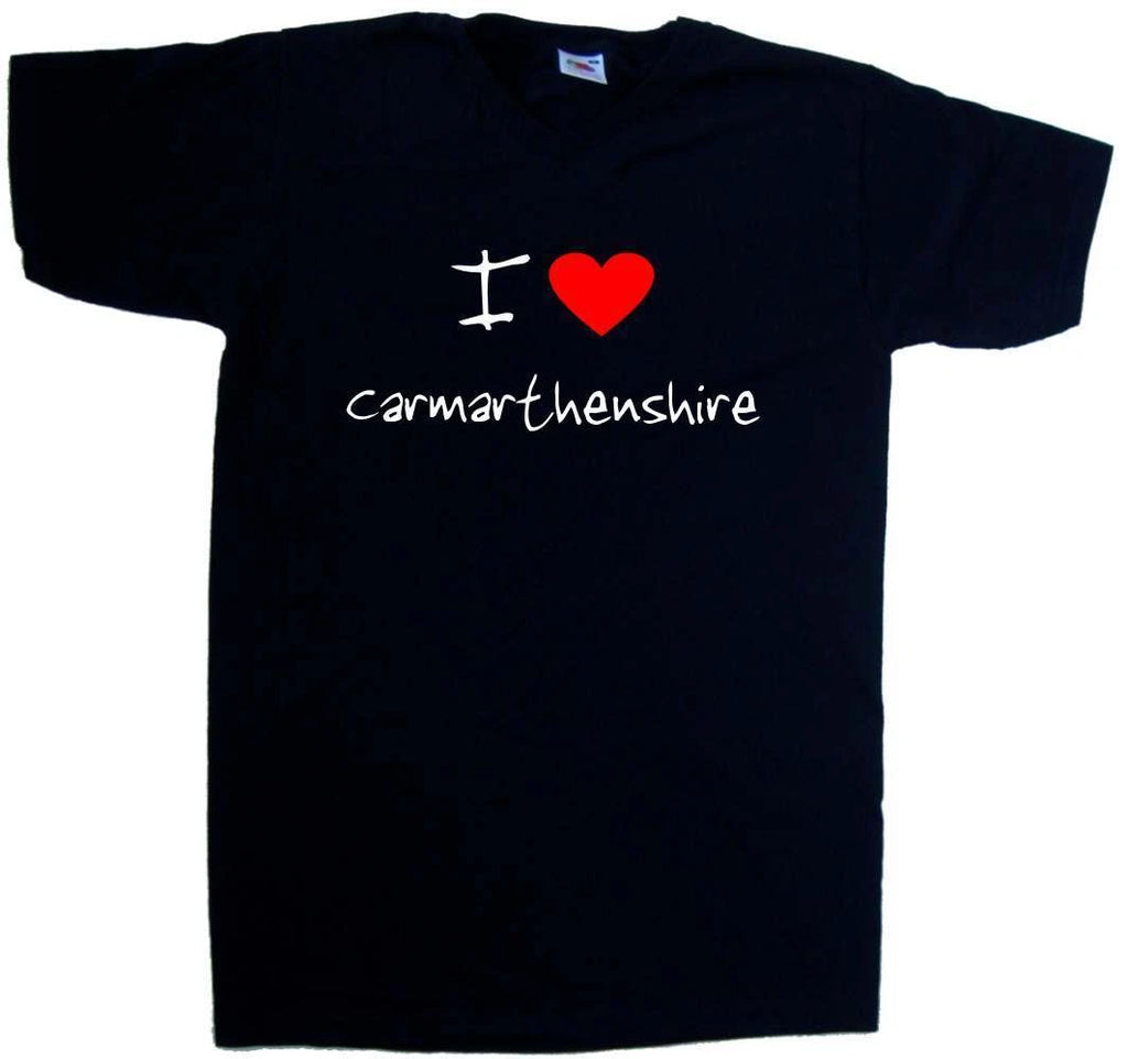 I Love Heart Carmarthenshire V-Neck T-Shirt