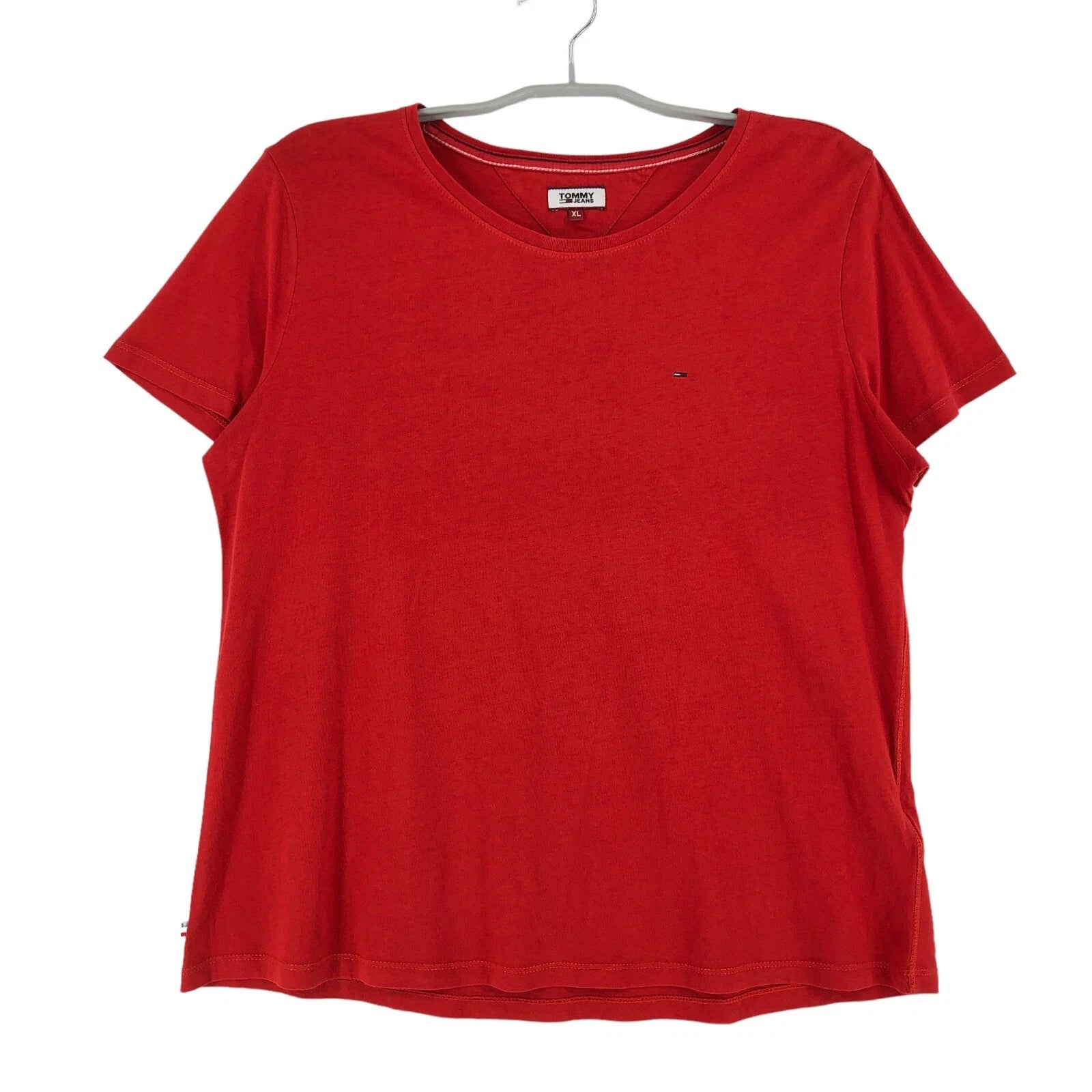 TOMMY HILFIGER Round Neck Red T-Shirt Men Size XL
