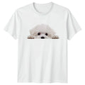 Peeking White Fluffy Puppy T-Shirt Dog Lover Animal Gift For Him And Her