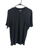 Vintage Large Black Crew Neck T-Shirt 100% Cotton USA Made Minimalist Noir