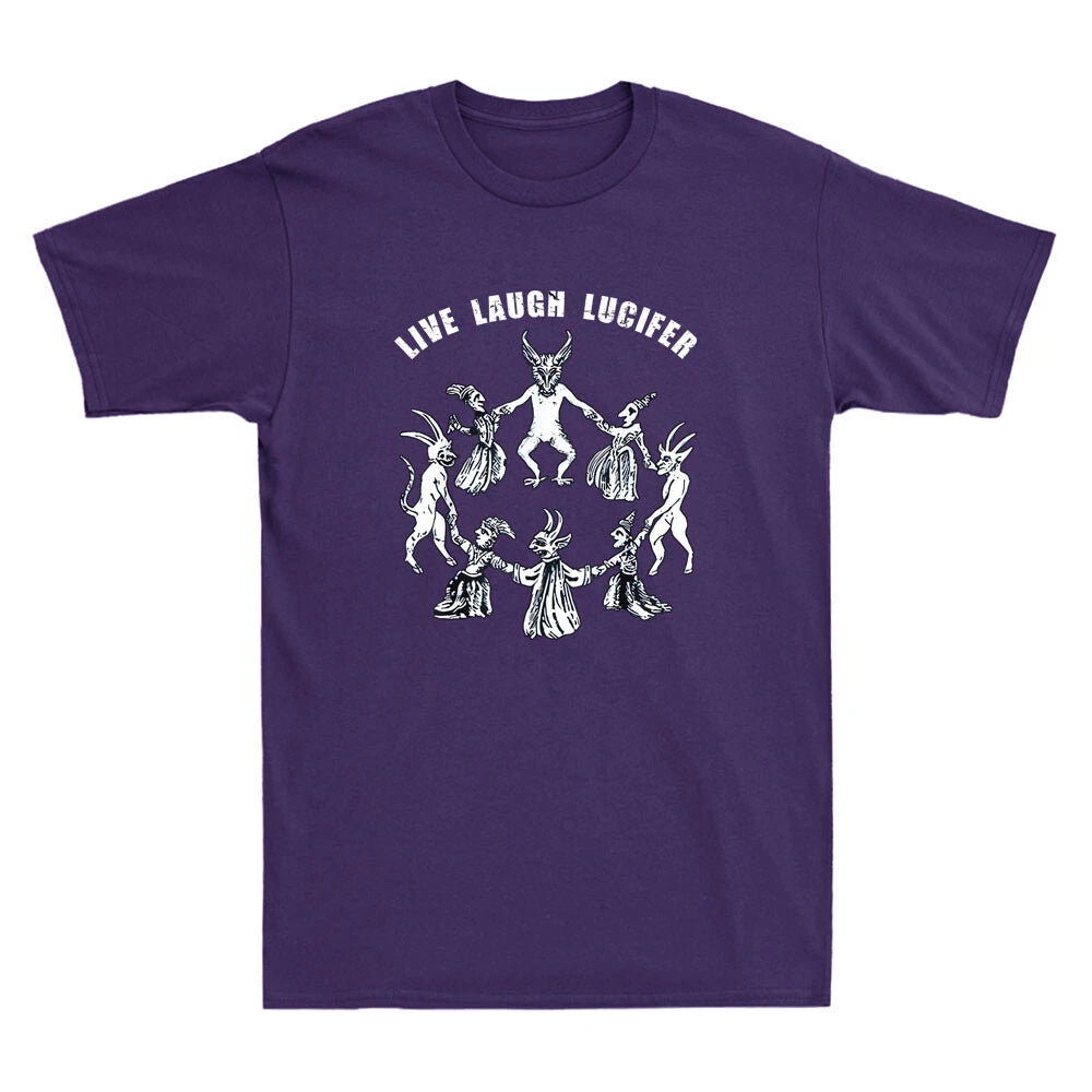 Live Laugh Lucifer Horror Satan Satanic Demonc Devil Goat Vintage Men's T Shirt