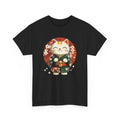 Japanese Lucky Cat T-Shirt | Minimalist Rising Sun Tee | Modern Streetwear Shirt