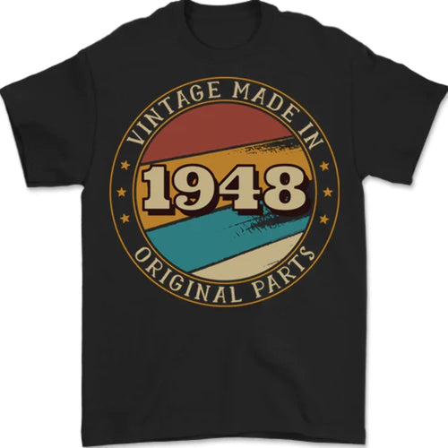 78th Birthday Vintage Made In 1948 Mens T-Shirt 100% Cotton