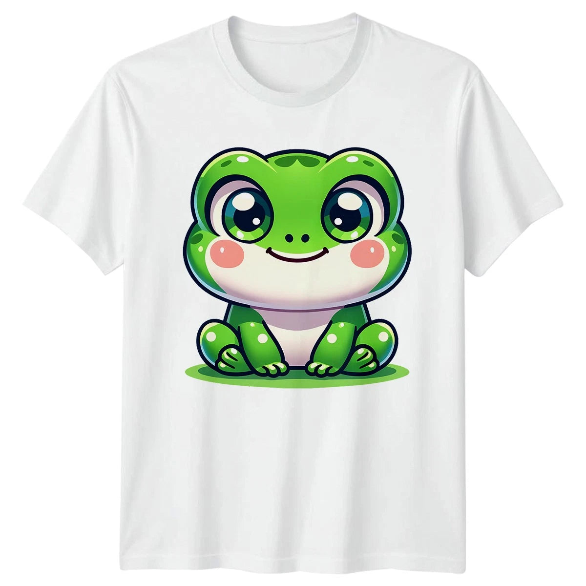 Cute Green Frog Kawaii Amphibian Animals Mens T-Shirt Womens Graphic Unisex Top