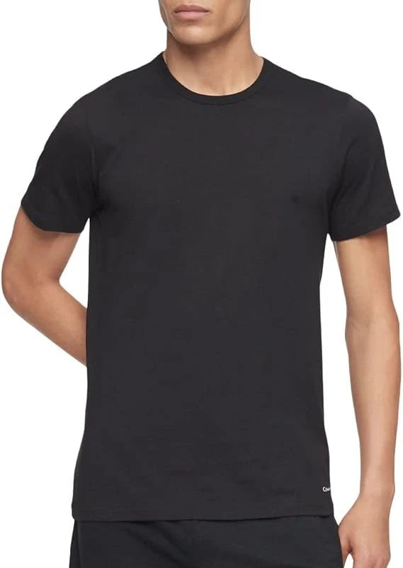Calvin Klein Men's 3-Pack Cotton Crew-Neck Classic Slim T-Shirt Black Sz-XL