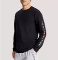 Tommy Hilfiger Men's Black Flag Logo All Cotton Regular Fit Long Sleeve T-Shirt