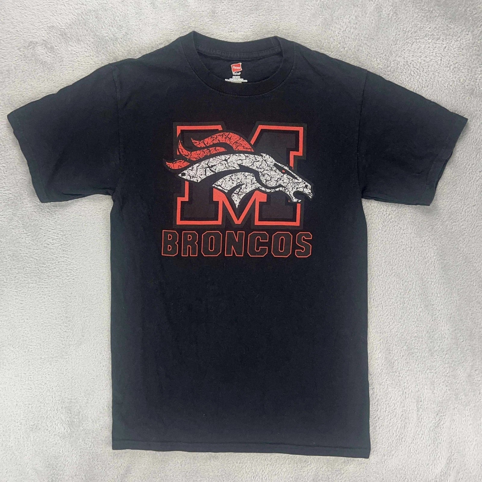 Hanes Broncos T-Shirt Graphic Print Short Sleeve Everyday Wear Small
