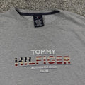 VTG Tommy Hilfiger Shirt Mens L Gray USA Flag Short Sleeve Grunge 90s Y2K