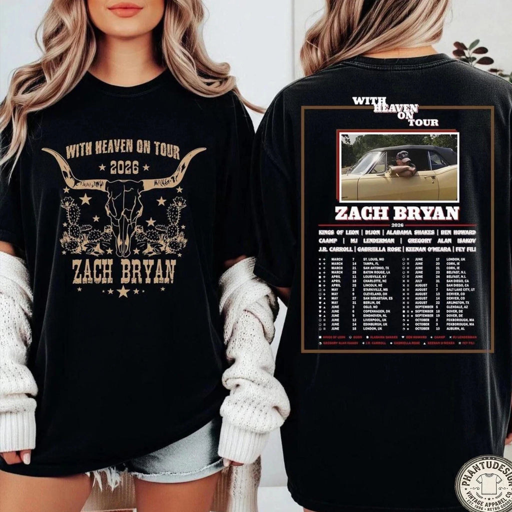 Zach Bryan Tour 2026 Heaven On Tour T-shirt FULL SIZE